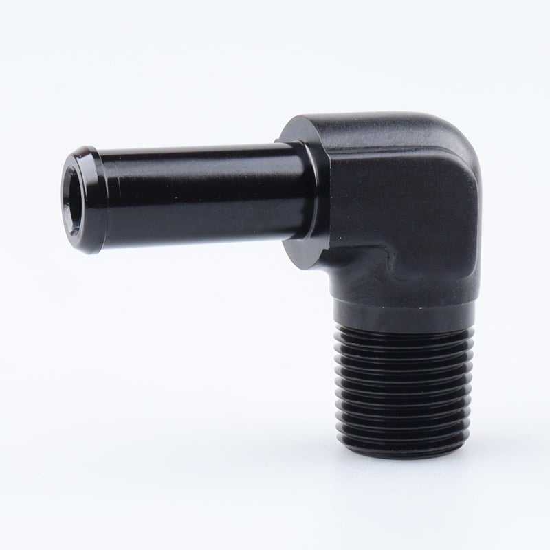 AC PERFORMANCE 3/8" NPT Male to 1/2" Hose Barb Fitting Adapter 90 Degree Aluminum Black Fit for 8AN Push on Hose - Image 3